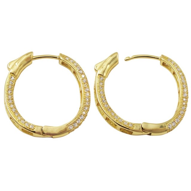 Landou Jewelry 925 Sterling Silver Cubic Zirconia Oval Hoop Earrings Rose Gold