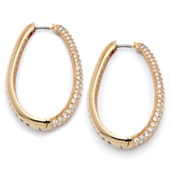 Landou Jewelry 925 Sterling Silver Yellow Gold Plated Round Pave Inside Out Huggie Hoop Earrings Cubic Zirconia