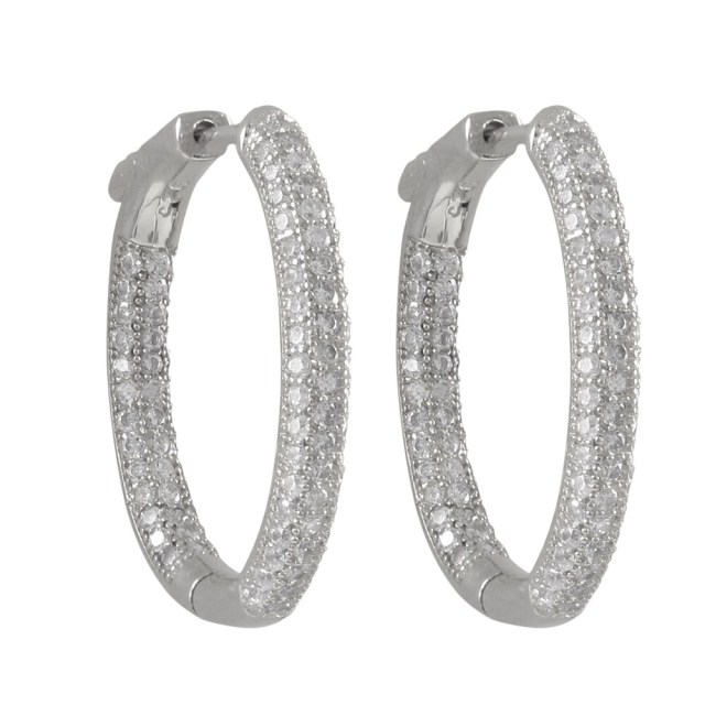 Landou Jewelry 925 Sterling Silver Cubic Zirconia Oval Hoop Earrings Rose Gold