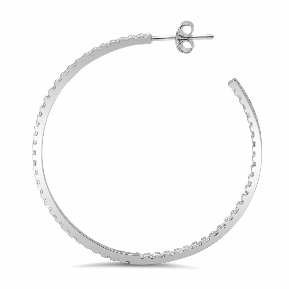 Landou Jewelry 925 Sterling Silver Large Cubic Zirconia Hoop Earrings for Women