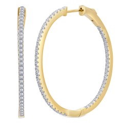 Landou Jewelry 925 Sterling Silver Cubic Zirconia Inside Outside Hoop Earrings