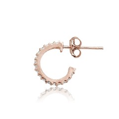 Landou Jewelry 925 Sterling Silver Cubic Zirconia Half Hoop Earrings for Women