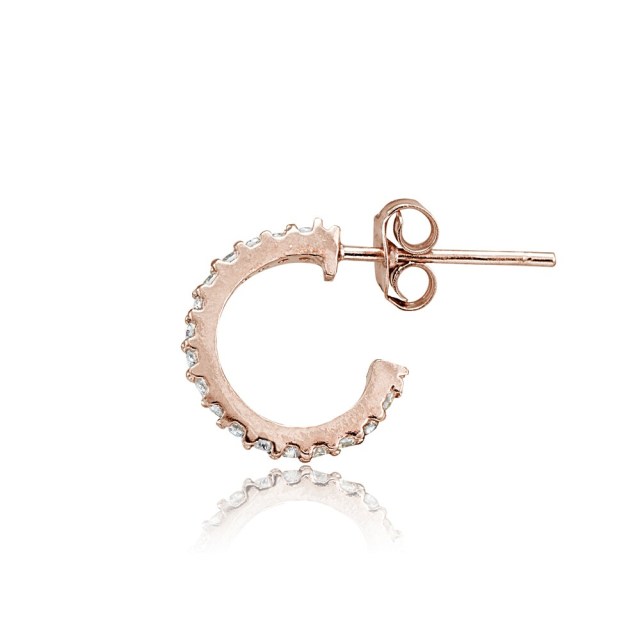Landou Jewelry 925 Sterling Silver Cubic Zirconia Half Hoop Earrings for Women