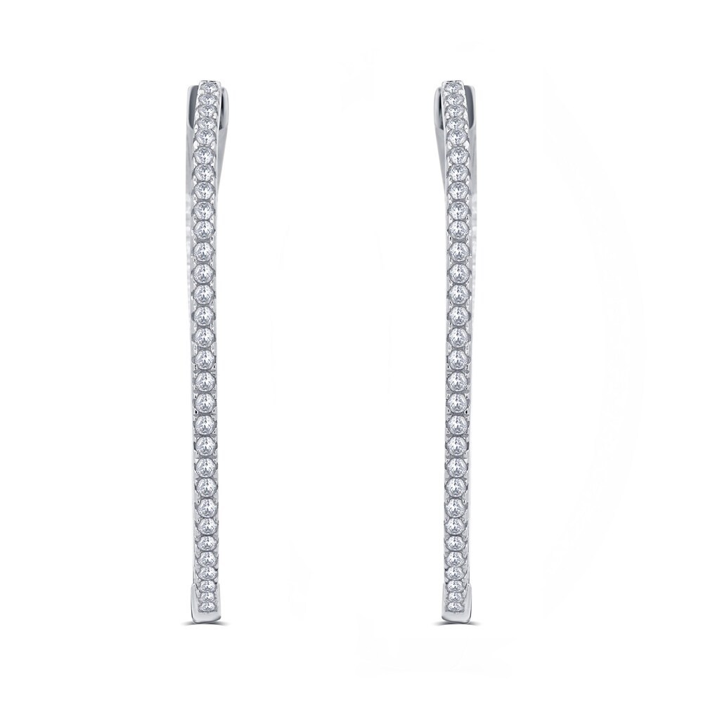 Landou Jewelry 925 Sterling Silver Cubic Zirconia Inside Outside Hoop Earrings