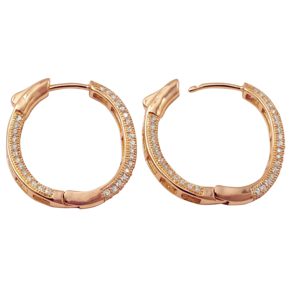 Landou Jewelry 925 Sterling Silver Cubic Zirconia Oval Hoop Earrings Rose Gold