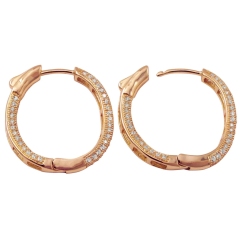 Landou Jewelry 925 Sterling Silver Cubic Zirconia Oval Hoop Earrings Rose Gold