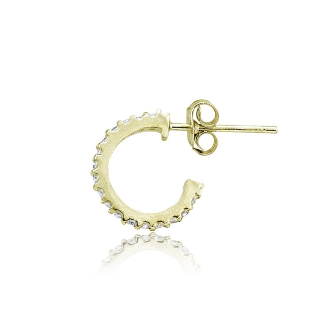 Landou Jewelry 925 Sterling Silver Cubic Zirconia Half Hoop Earrings for Women