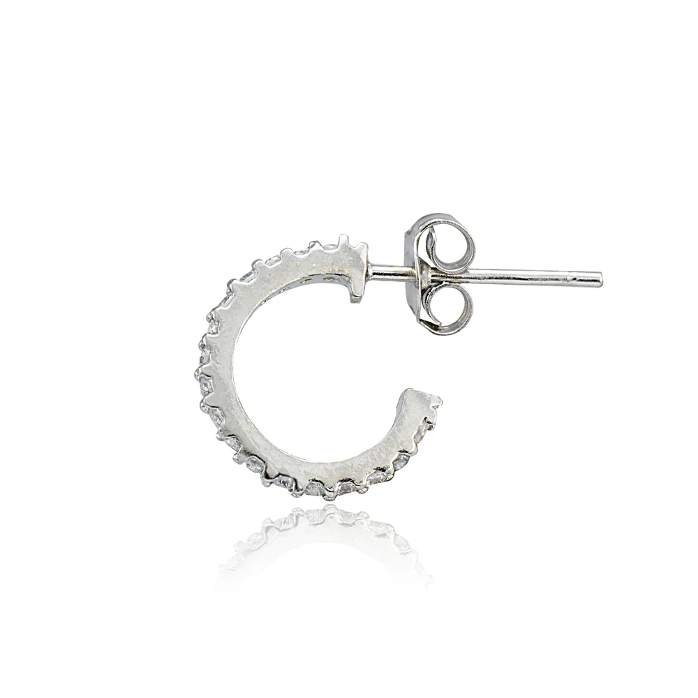 Landou Jewelry 925 Sterling Silver Cubic Zirconia Half Hoop Earrings for Women