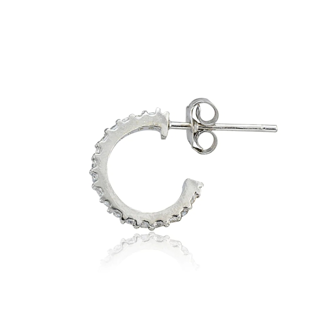 Landou Jewelry 925 Sterling Silver Cubic Zirconia Half Hoop Earrings for Women