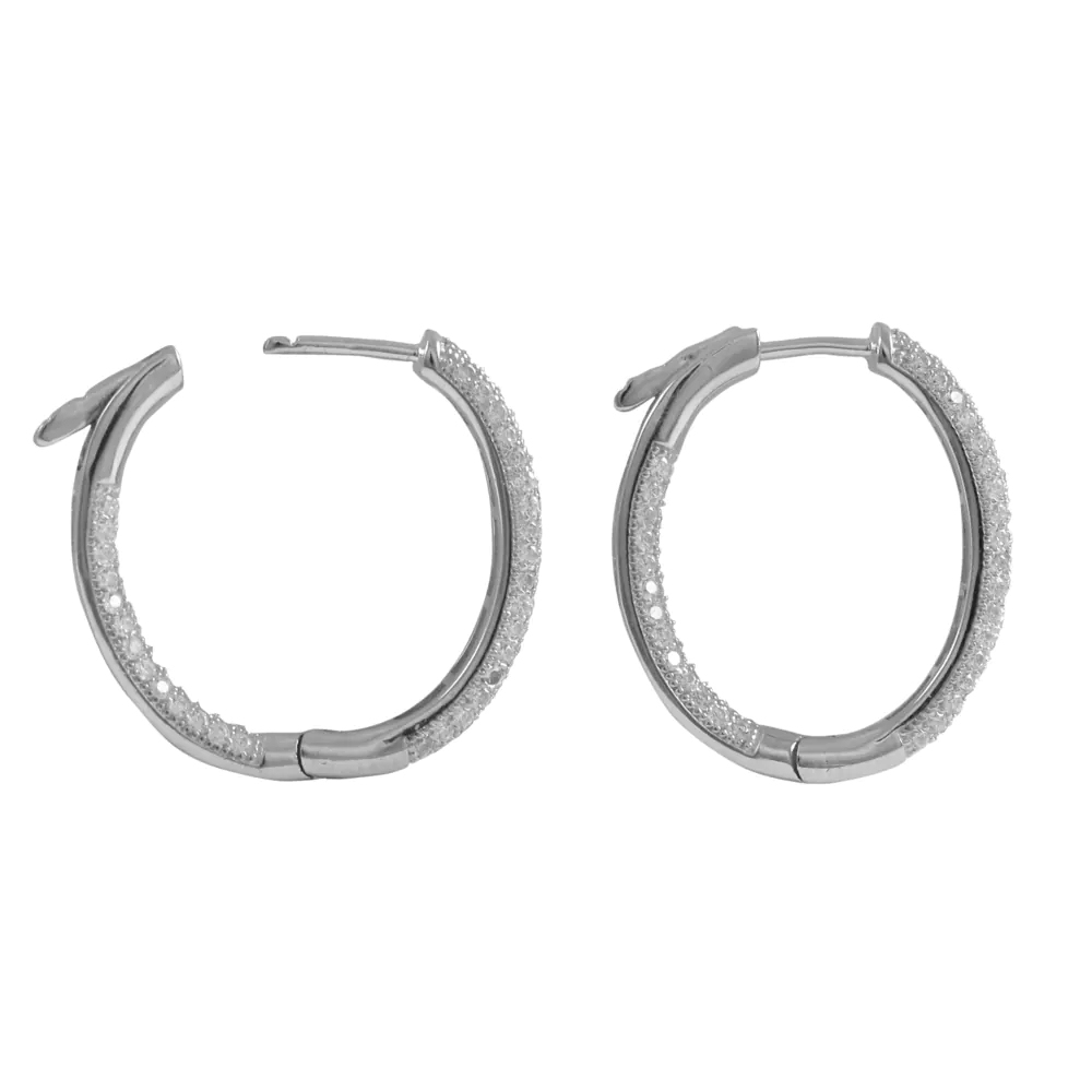 Landou Jewelry 925 Sterling Silver Cubic Zirconia Oval Hoop Earrings Rose Gold