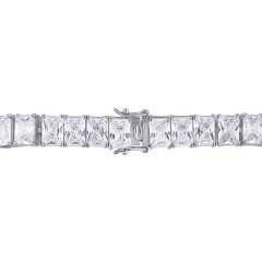 Landou Jewelry 925 Sterling Silver Rectangular-Cut Cubic Zirconia Tennis Bracelet