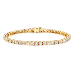 925 Sterling Silver 14K Gold Plated Round Cubic Zirconia Tennis Bracelet
