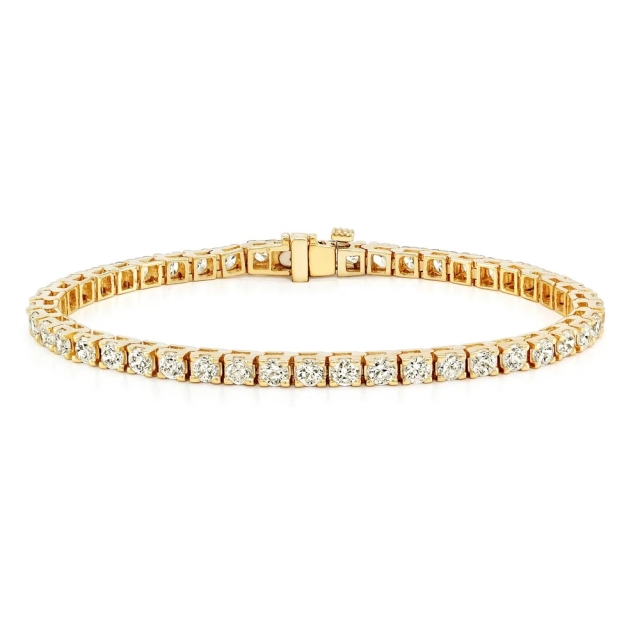 925 Sterling Silver 14K Gold Plated Round Cubic Zirconia Tennis Bracelet