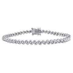 Landou Jewelry 925 Sterling Silver Cubic Zirconia "S" Style Tennis Bracelet for Women