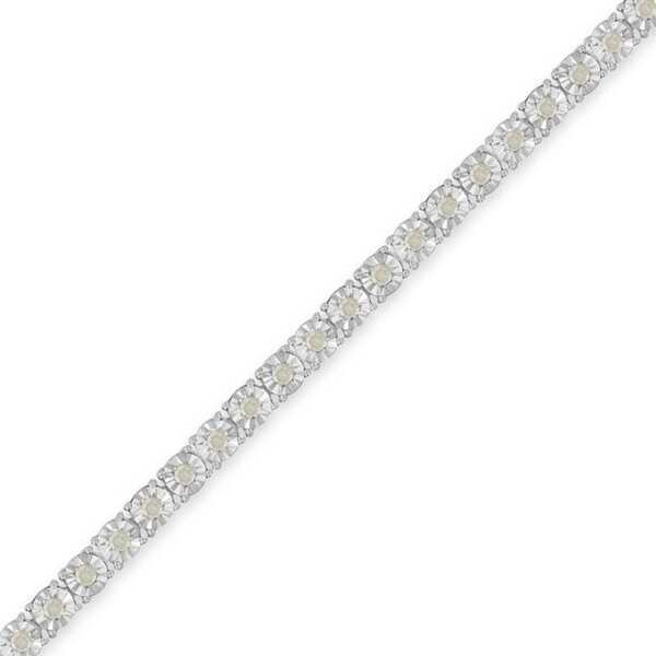 Landou Jewelry 925 Sterling Silver Rose-cut Cubic Zirconia Tennis Bracelet