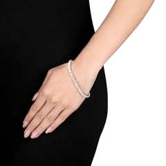 Landou Jewelry 925 Sterling Silver Classic Cubic Zirconia Link Tennis Bracelet for Women for Teen