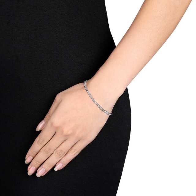 Landou Jewelry 925 Sterling Silver Cubic Zirconia "S" Style Tennis Bracelet for Women