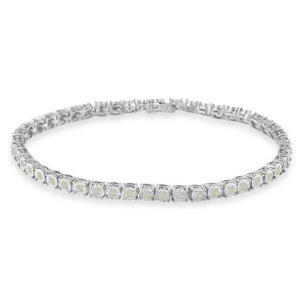 Landou Jewelry 925 Sterling Silver Rose-cut Cubic Zirconia Tennis Bracelet