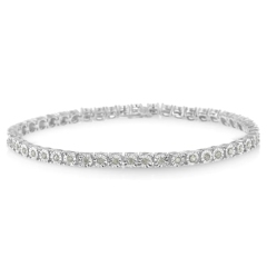 Landou Jewelry 925 Sterling Silver Rose-cut Cubic Zirconia Tennis Bracelet