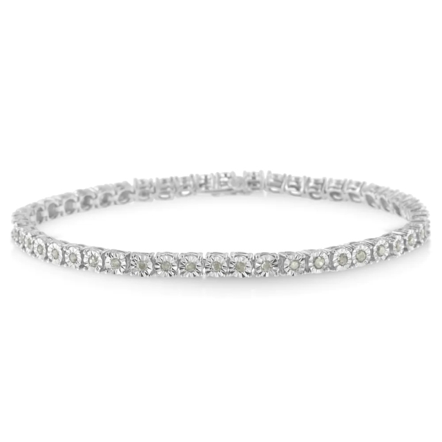 Landou Jewelry 925 Sterling Silver Rose-cut Cubic Zirconia Tennis Bracelet