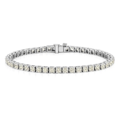 925 Sterling Silver 14K Gold Plated Round Cubic Zirconia Tennis Bracelet