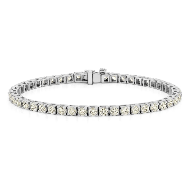 925 Sterling Silver 14K Gold Plated Round Cubic Zirconia Tennis Bracelet