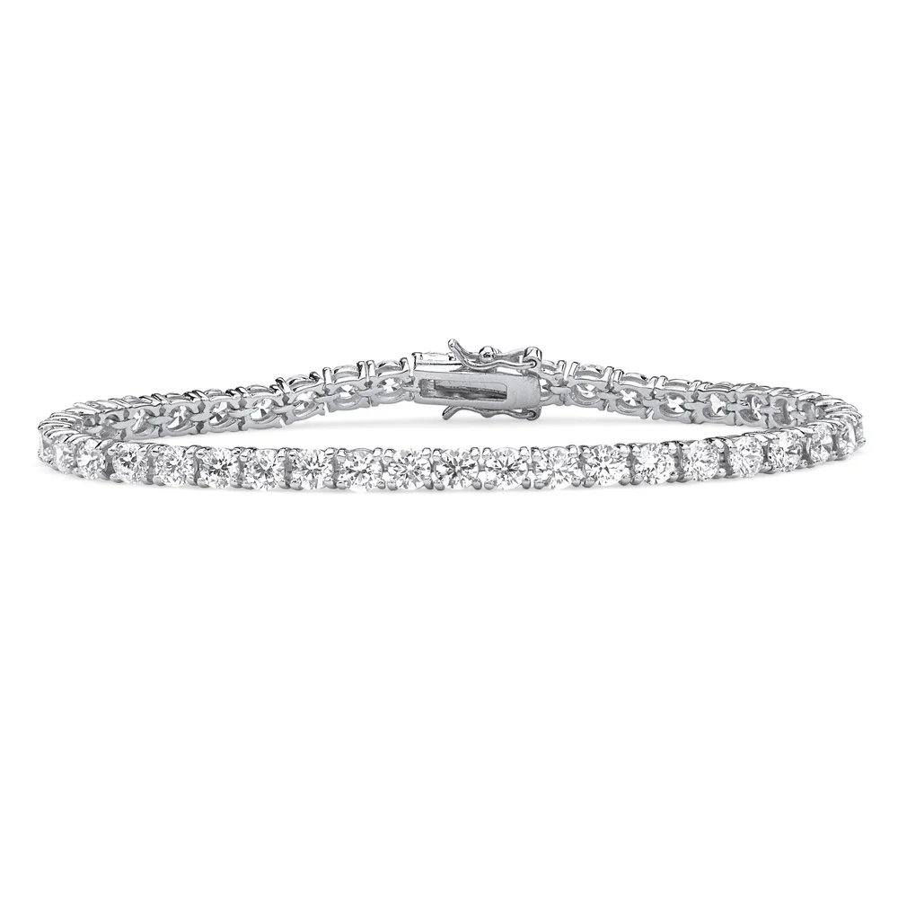 Landou Jewelry 925 Sterling Silver 4.5mm Round Cubic Zirconia Tennis Bracelet