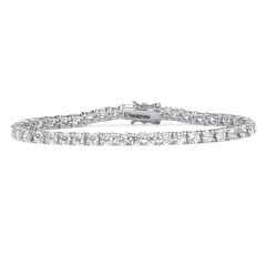 Landou Jewelry 925 Sterling Silver 4.5mm Round Cubic Zirconia Tennis Bracelet