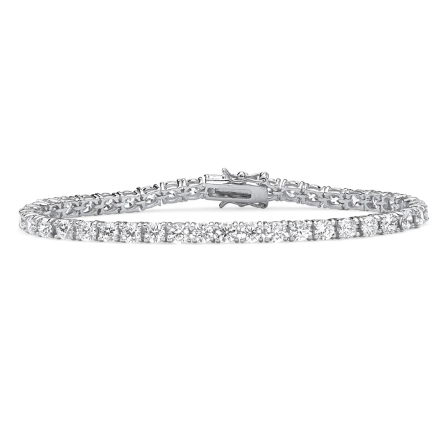Landou Jewelry 925 Sterling Silver 4.5mm Round Cubic Zirconia Tennis Bracelet