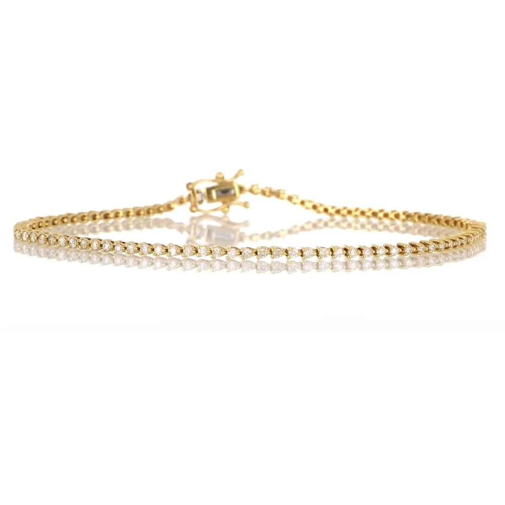 Landou Jewelry 925 Sterling Silver Cubic Zirconia Link Tennis Bracelet with Double Locking Clasp 7"