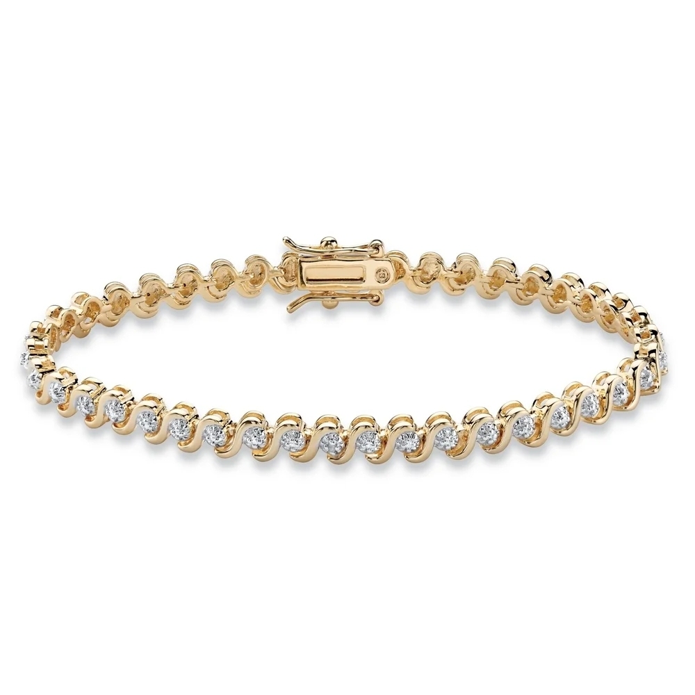 Landou Jewelry 925 Sterling Silver Gold-Plated Tennis Bracelet(4.5mm), Genuine Cubic Zirconia Accent 7.5"