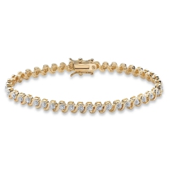 Landou Jewelry 925 Sterling Silver Gold-Plated Tennis Bracelet(4.5mm), Genuine Cubic Zirconia Accent 7.5"