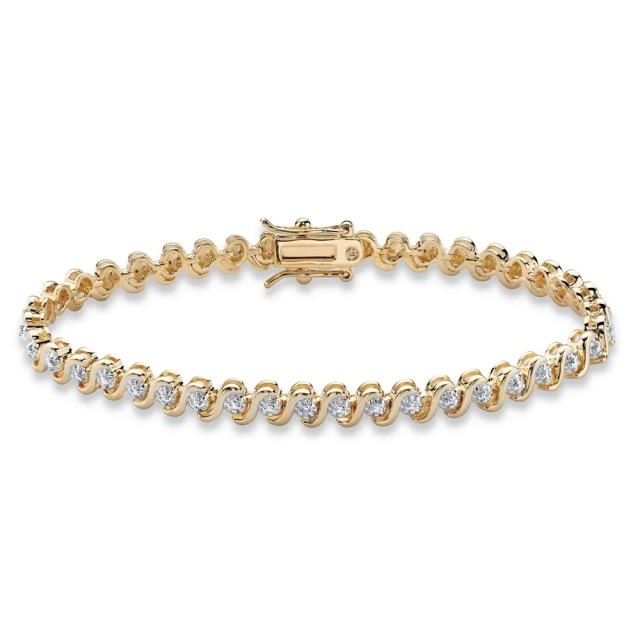 Landou Jewelry 925 Sterling Silver Gold-Plated Tennis Bracelet(4.5mm), Genuine Cubic Zirconia Accent 7.5"