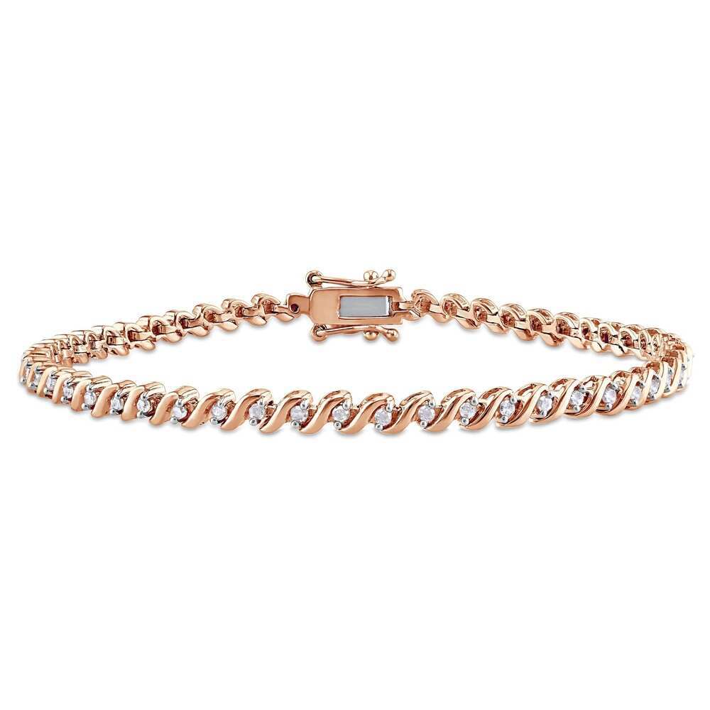 Landou Jewelry 925 Sterling Silver Cubic Zirconia "S" Style Tennis Bracelet for Women