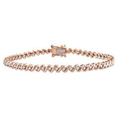 Landou Jewelry 925 Sterling Silver Cubic Zirconia "S" Style Tennis Bracelet for Women