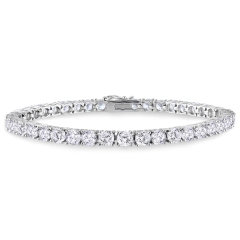 Landou Jewelry 925 Sterling Silver Classic Cubic Zirconia Link Tennis Bracelet for Women for Teen
