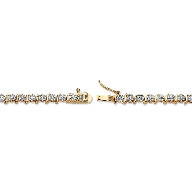 Landou Jewelry 925 Sterling Silver Gold-Plated Tennis Bracelet(4.5mm), Genuine Cubic Zirconia Accent 7.5"