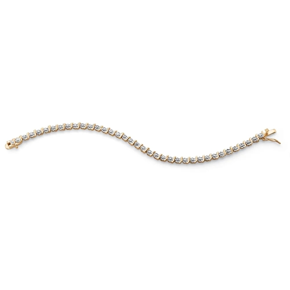 Landou Jewelry 925 Sterling Silver Gold-Plated Tennis Bracelet(4.5mm), Genuine Cubic Zirconia Accent 7.5"