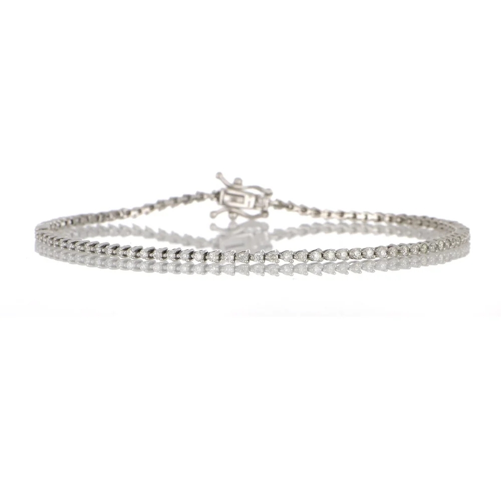 Landou Jewelry 925 Sterling Silver Cubic Zirconia Link Tennis Bracelet with Double Locking Clasp 7"