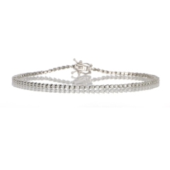Landou Jewelry 925 Sterling Silver Cubic Zirconia Link Tennis Bracelet with Double Locking Clasp 7"