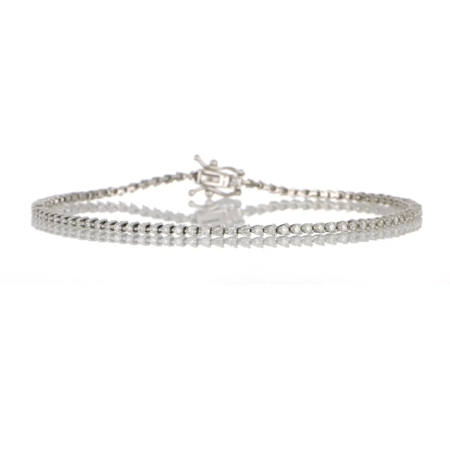 Landou Jewelry 925 Sterling Silver Cubic Zirconia Link Tennis Bracelet with Double Locking Clasp 7"