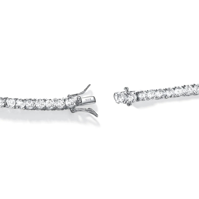 Landou Jewelry 925 Sterling Silver 4.5mm Round Cubic Zirconia Tennis Bracelet