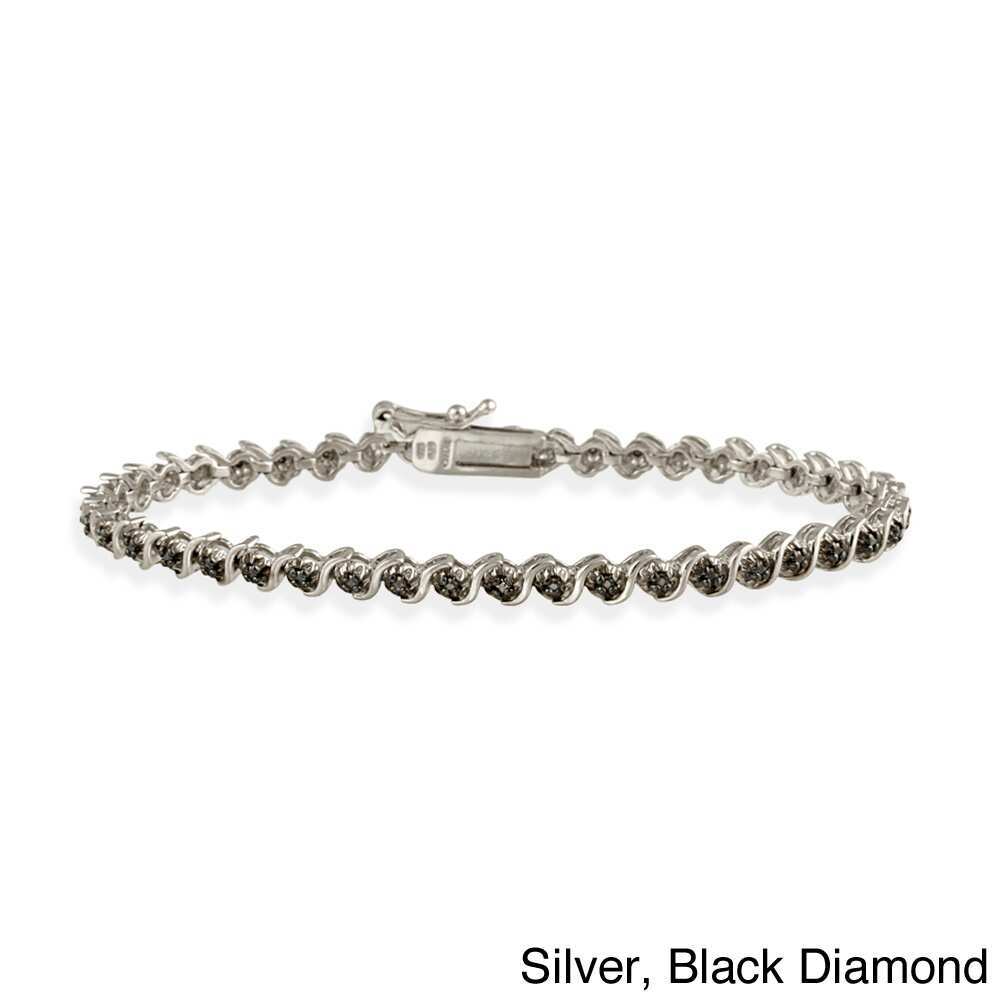 Landou Jewelry 925 Sterling Silver White, Black, or Champagne Cubic Zirconia Tennis Bracelet