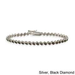 Landou Jewelry 925 Sterling Silver White, Black, or Champagne Cubic Zirconia Tennis Bracelet