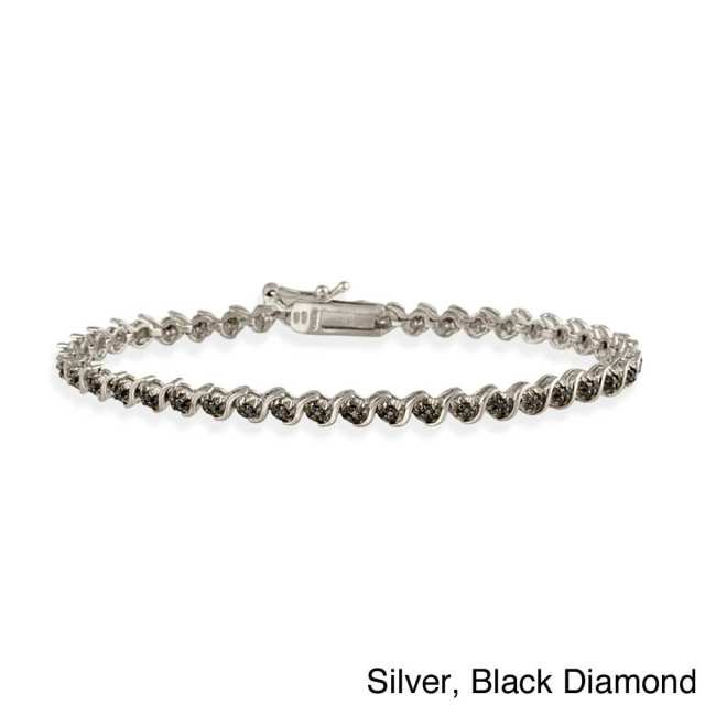 Landou Jewelry 925 Sterling Silver White, Black, or Champagne Cubic Zirconia Tennis Bracelet