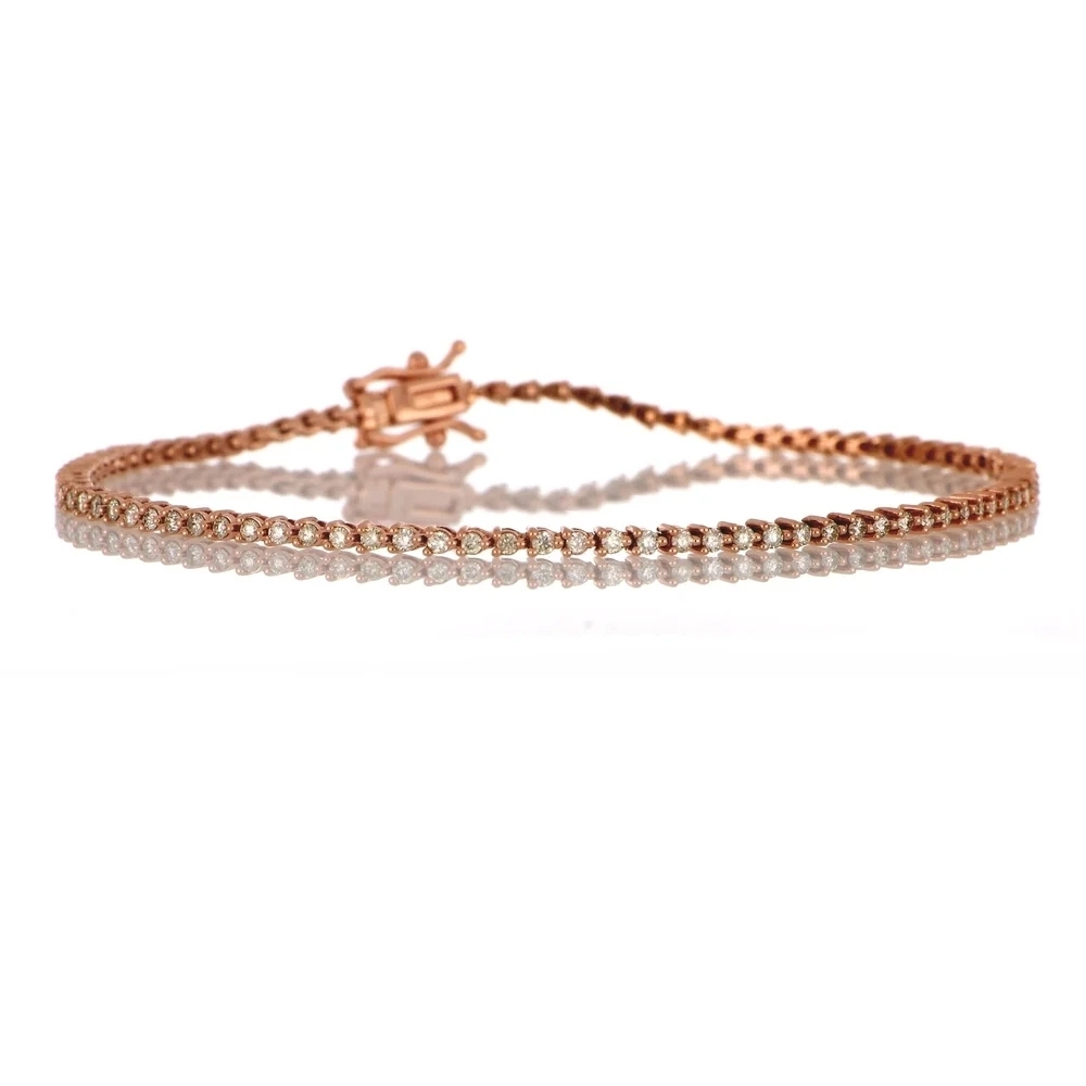 Landou Jewelry 925 Sterling Silver Cubic Zirconia Link Tennis Bracelet with Double Locking Clasp 7"