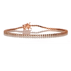 Landou Jewelry 925 Sterling Silver Cubic Zirconia Link Tennis Bracelet with Double Locking Clasp 7"