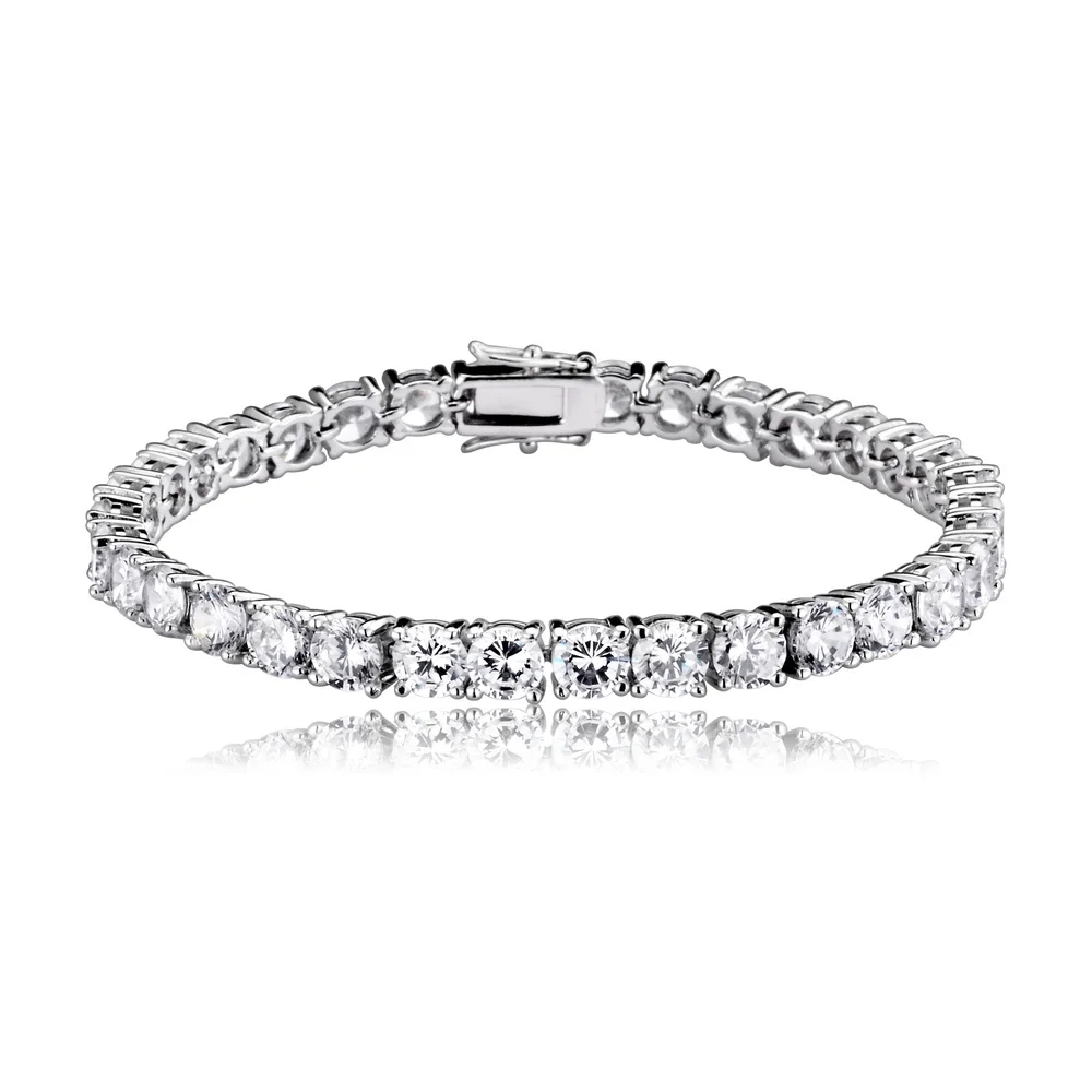 Landou Jewelry 925 Sterling Silver Classic Cubic Zirconia Link Tennis Bracelet for Women for Teen