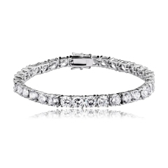 Landou Jewelry 925 Sterling Silver Classic Cubic Zirconia Link Tennis Bracelet for Women for Teen
