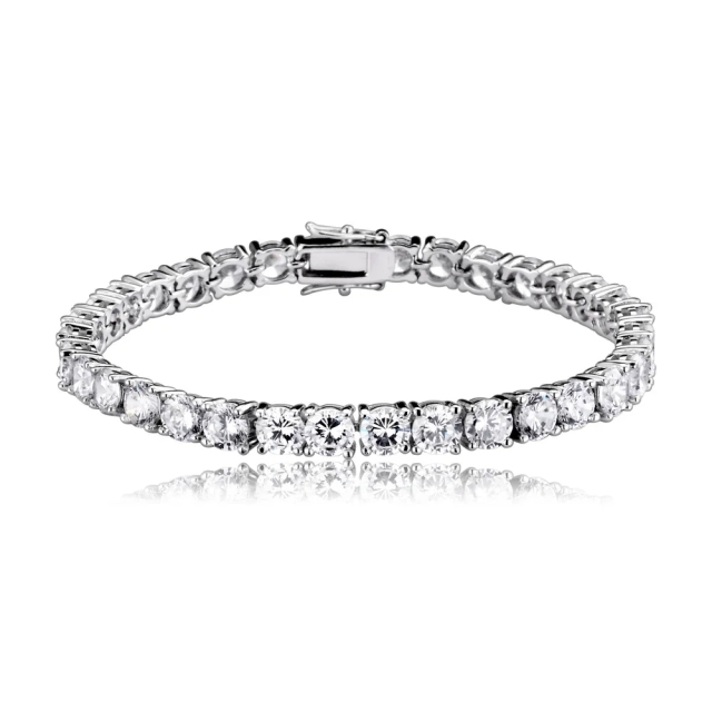 Landou Jewelry 925 Sterling Silver Classic Cubic Zirconia Link Tennis Bracelet for Women for Teen
